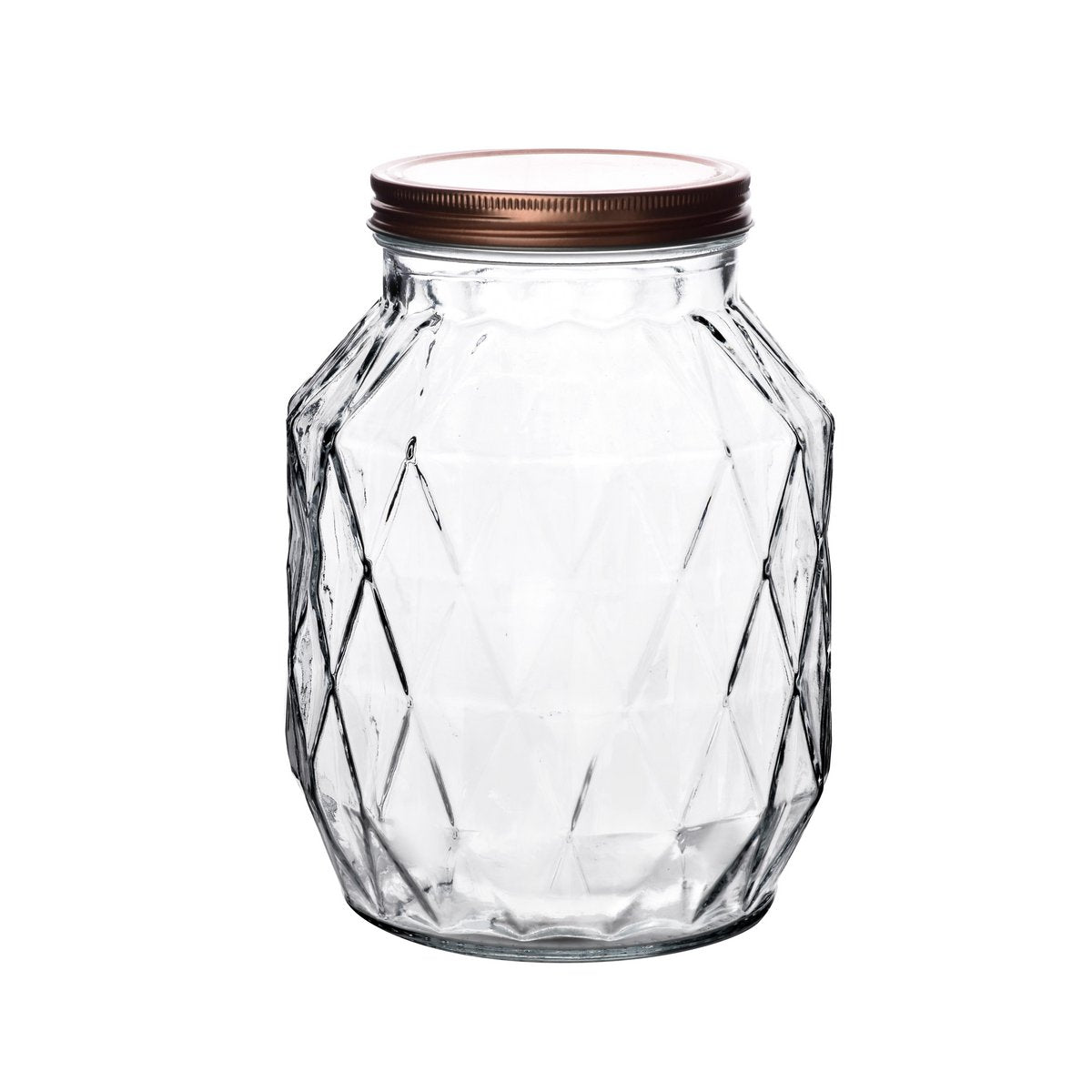 Grote diamantvormige glazen pot met deksel