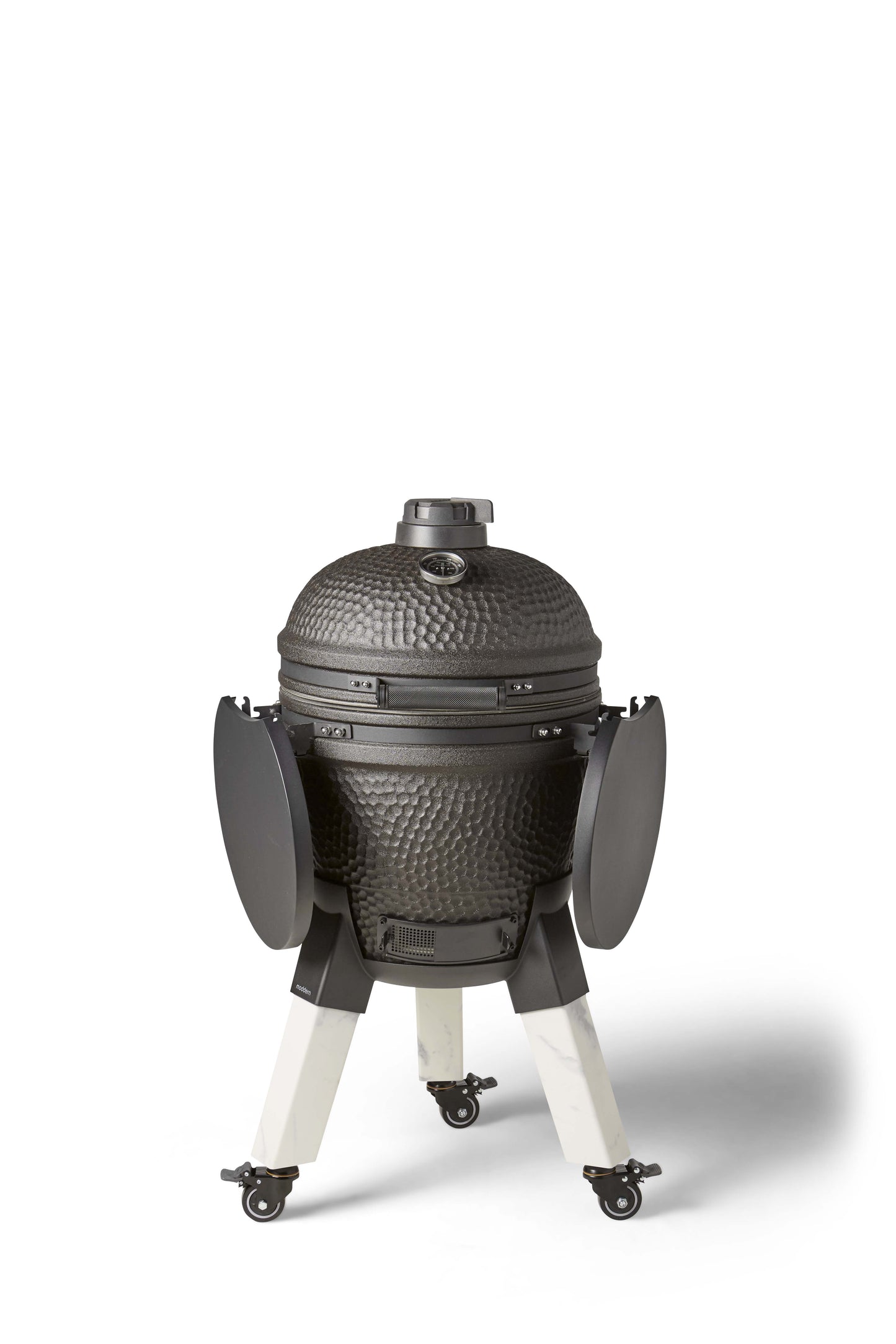Kamado Moddern Special black, incl zijtafeltjes, aluminium marmerlook poten én wieltjes