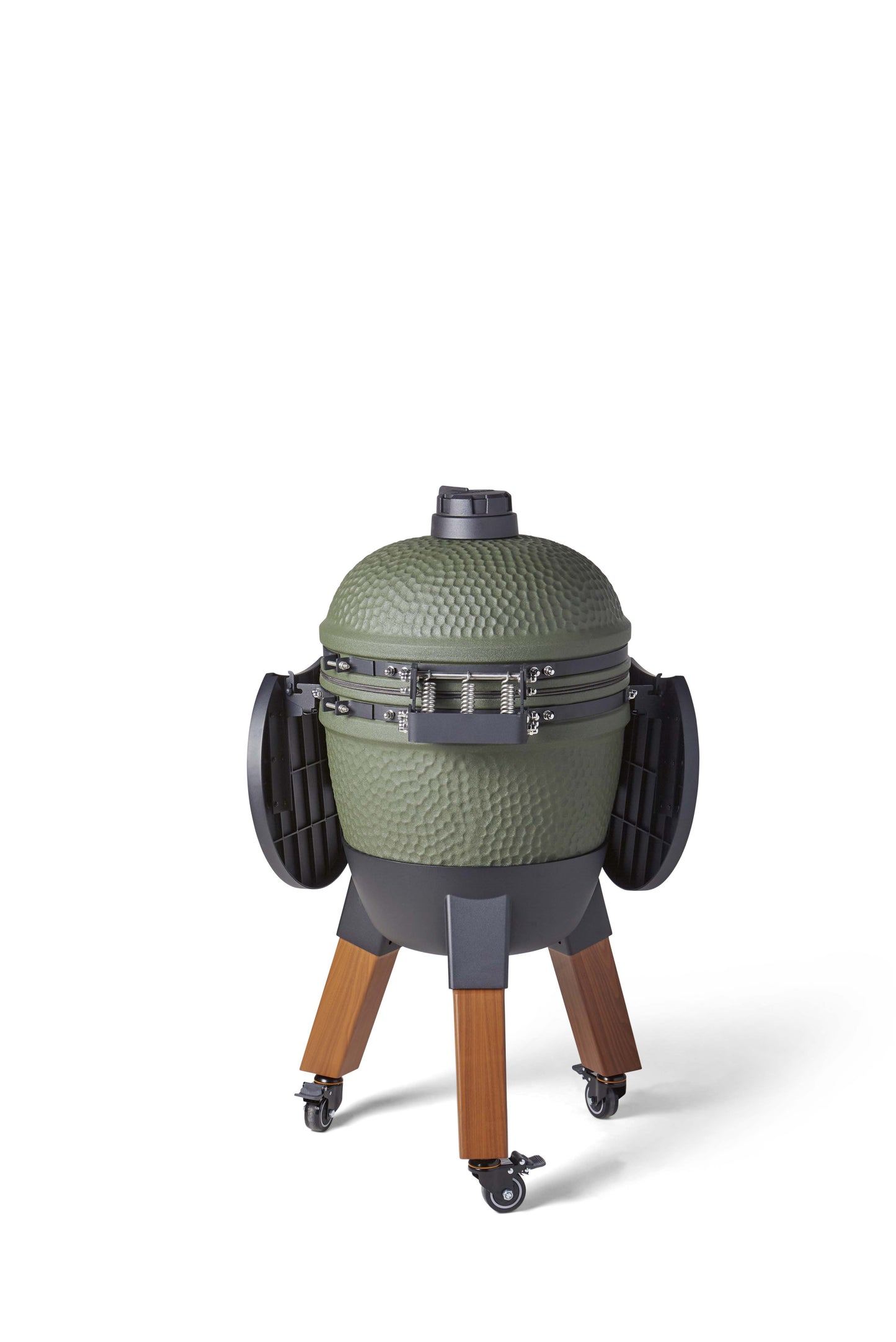 Kamado Moddern Special green, incl zijtafeltjes, aluminium houtlook poten én wieltjes