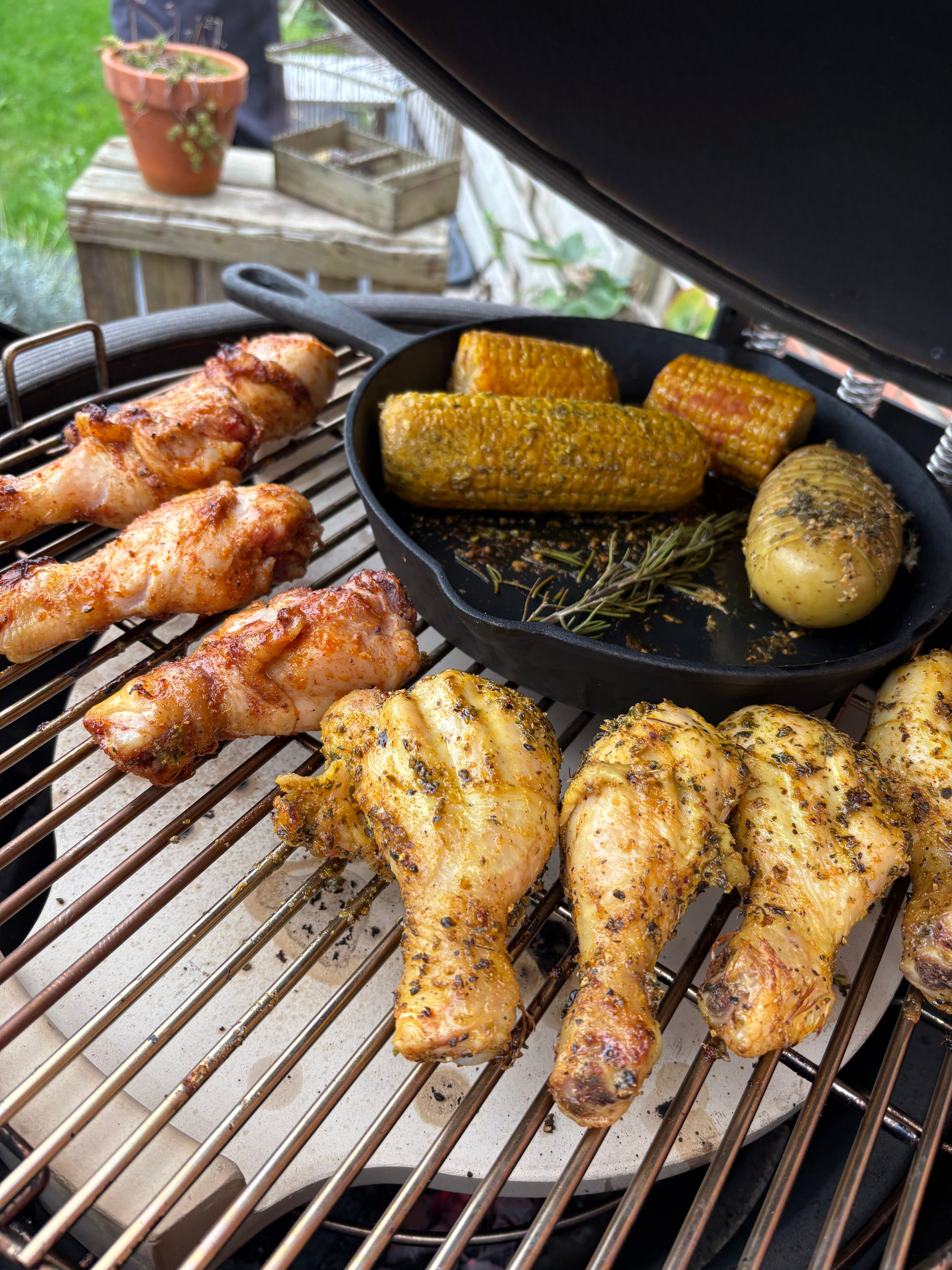 kamado met kip en BBQ kruiden