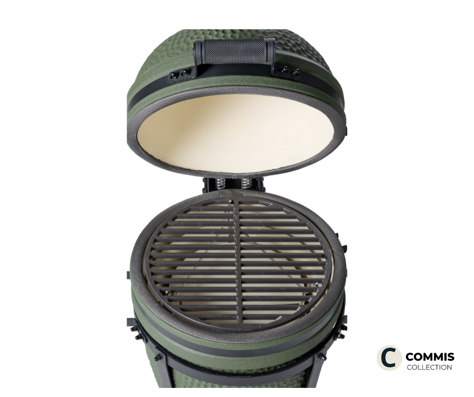 open kamado met gietijzeren grill