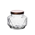 Diamantvormige glazen pot met deksel
