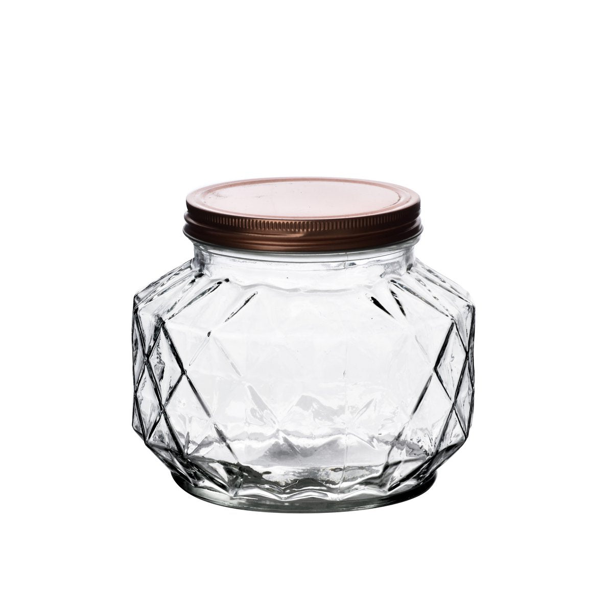 Diamantvormige glazen pot met deksel