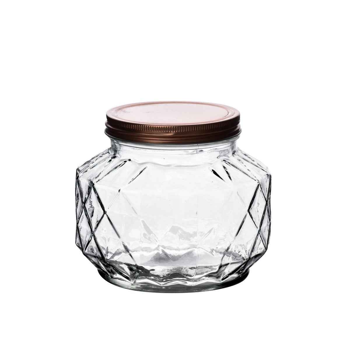 Diamantvormige glazen pot met deksel