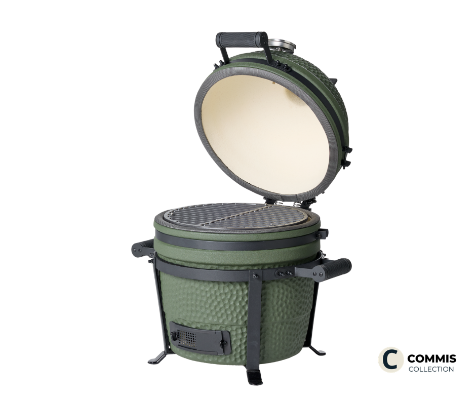 open compact green kamado Moddern